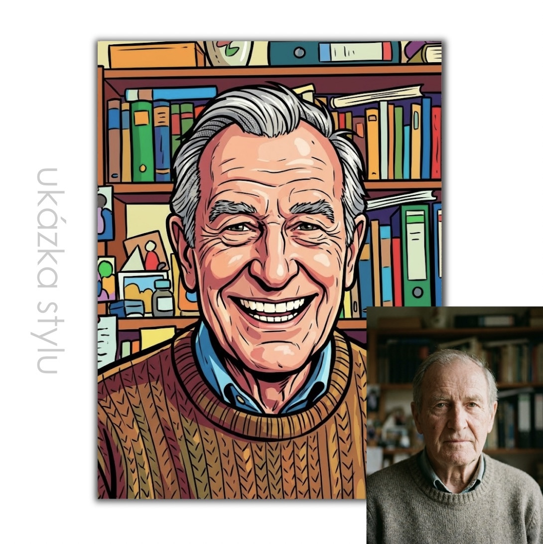Vysmátá karikatura podle vaší fotky pro vlastní tisk