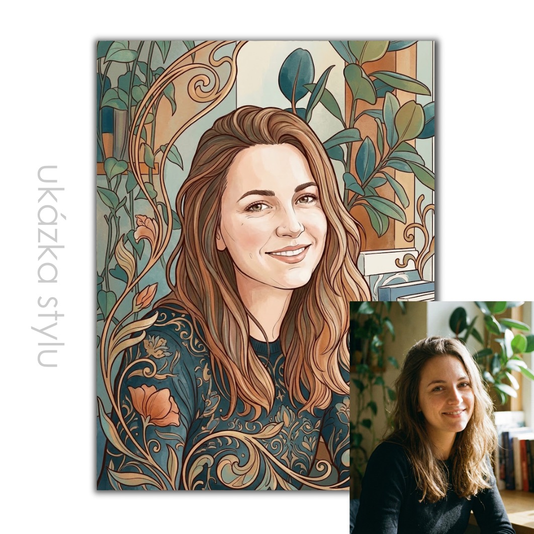 Art Nouveau podle vaší fotky pro vlastní tisk