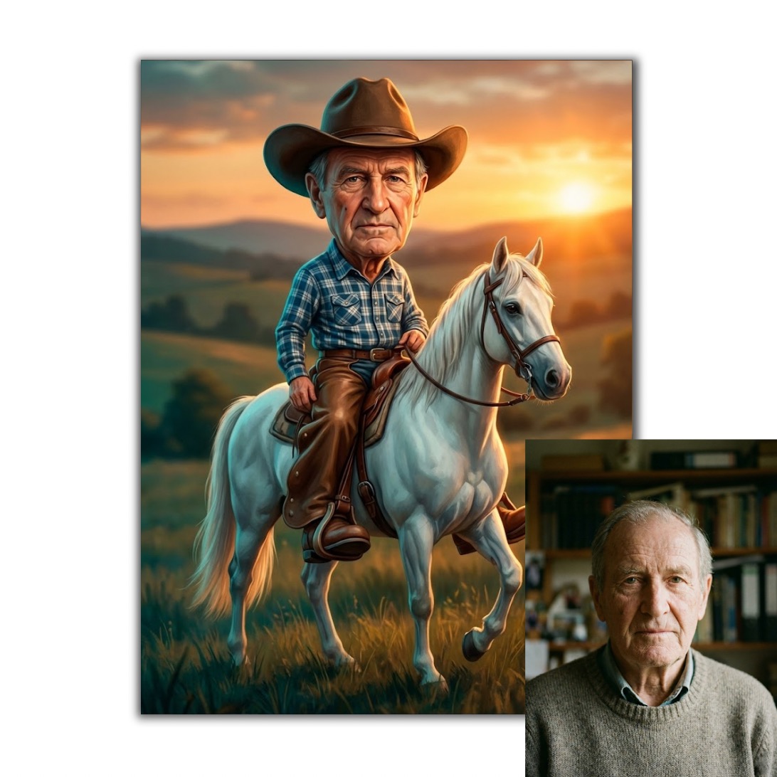 Kovboj podle vaší fotky pro vlastní tisk