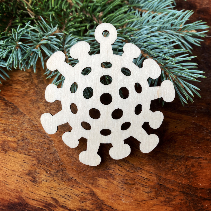 Dřevěná vánoční ozdoba - Covid