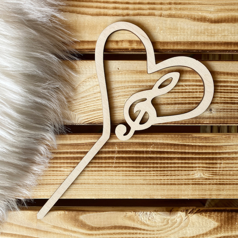 Zápich do dortu - Srdce s houslovým klíčem