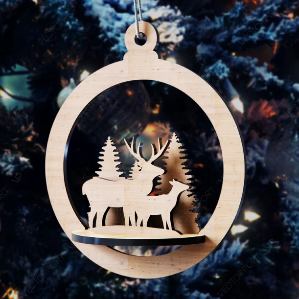 Dřevěná 3D vánoční ozdoba