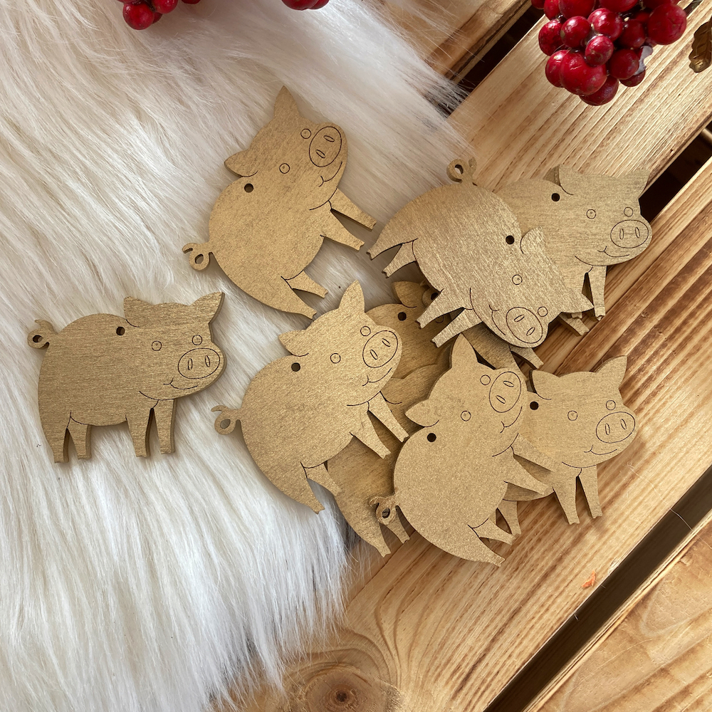 Dřevěné zlaté prasátko