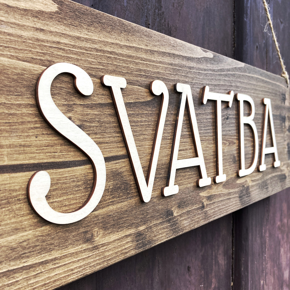 Dřevěná cedule - SVATBA