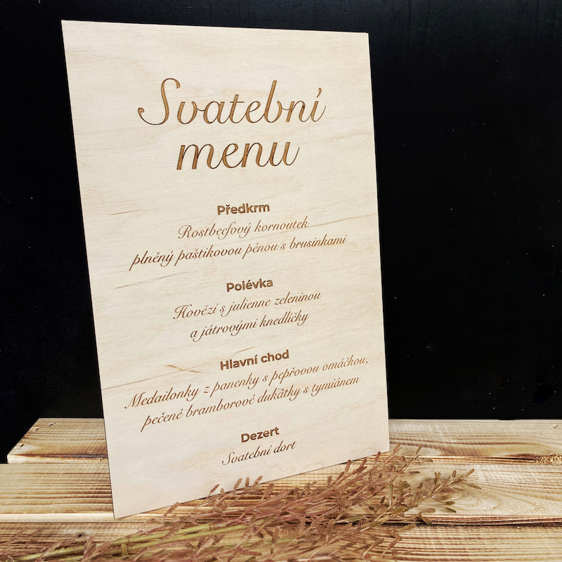 Cedule - Svatební menu