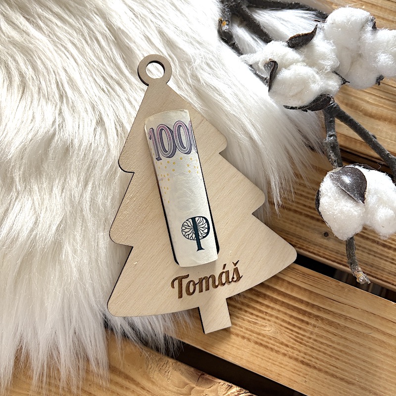 Vánoční ozdoba na peníze se jménem