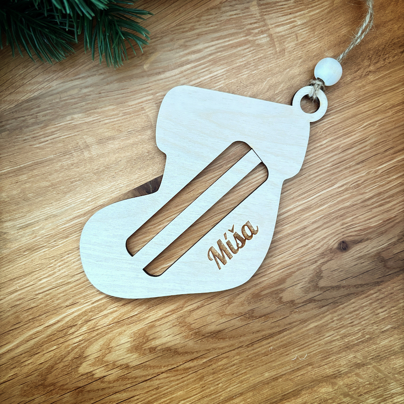 Vánoční ozdoba na peníze se jménem