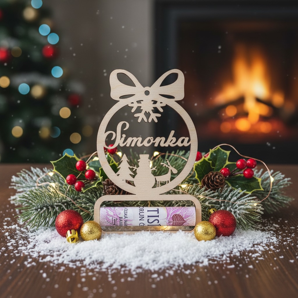 Vánoční ozdoba na peníze se jménem