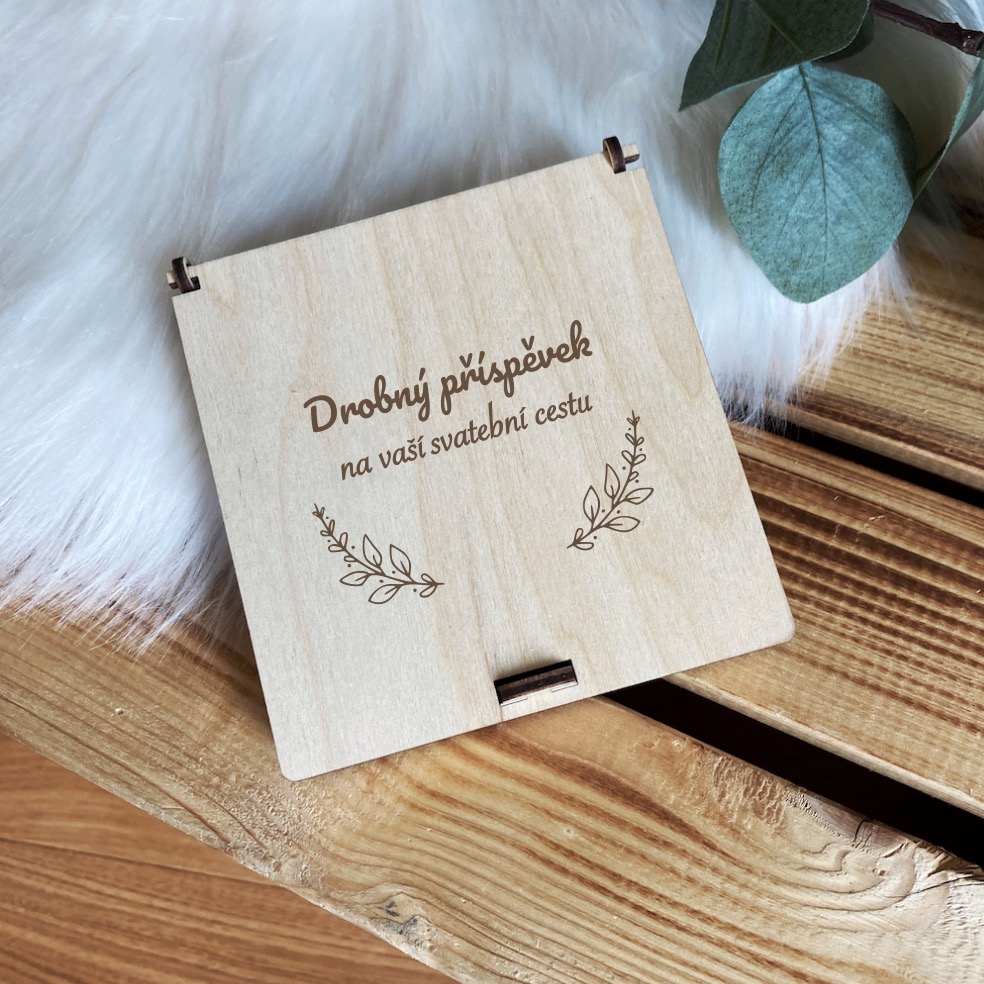 Svatební dar - dřevěná krabička na peníze