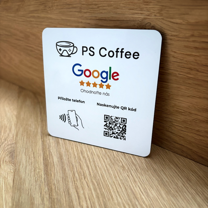 NFC + QR destička s vlastním logem pro Google recenze