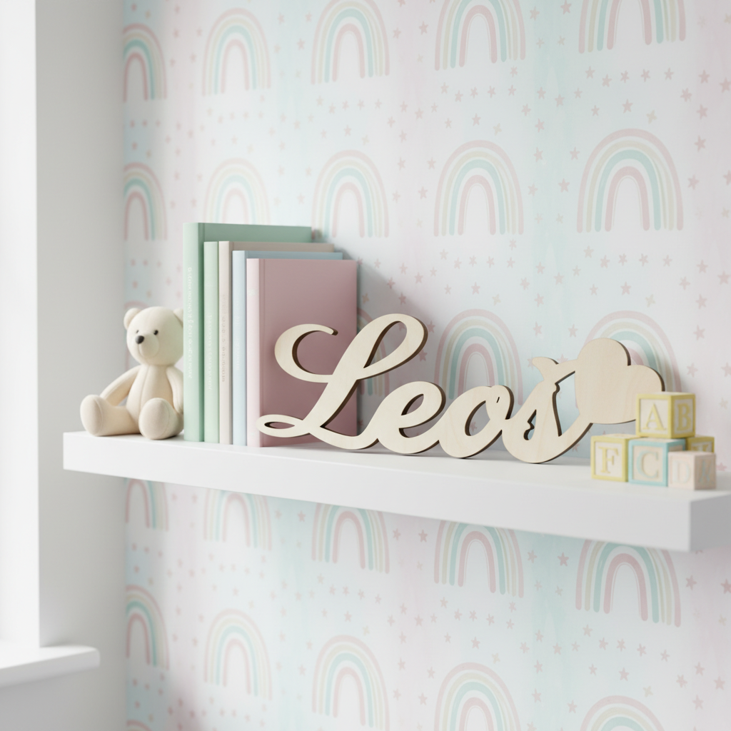 Dřevěné jméno na přání se srdíčkem