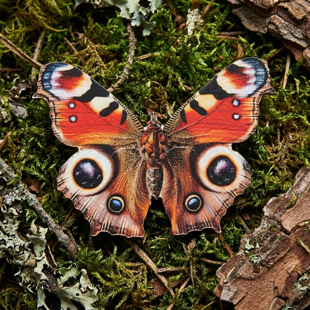 Dřevěná brož - Babočka