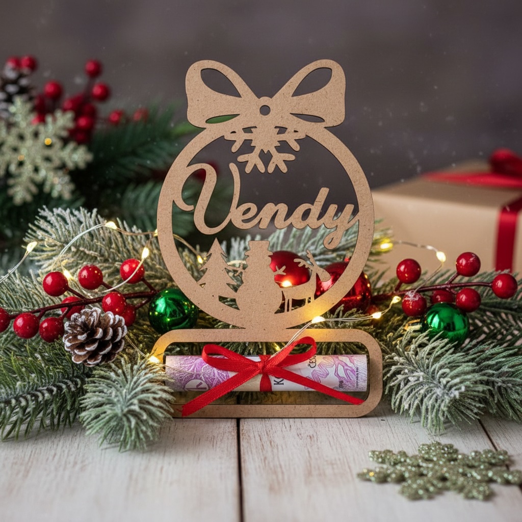 Vánoční ozdoba na peníze se jménem