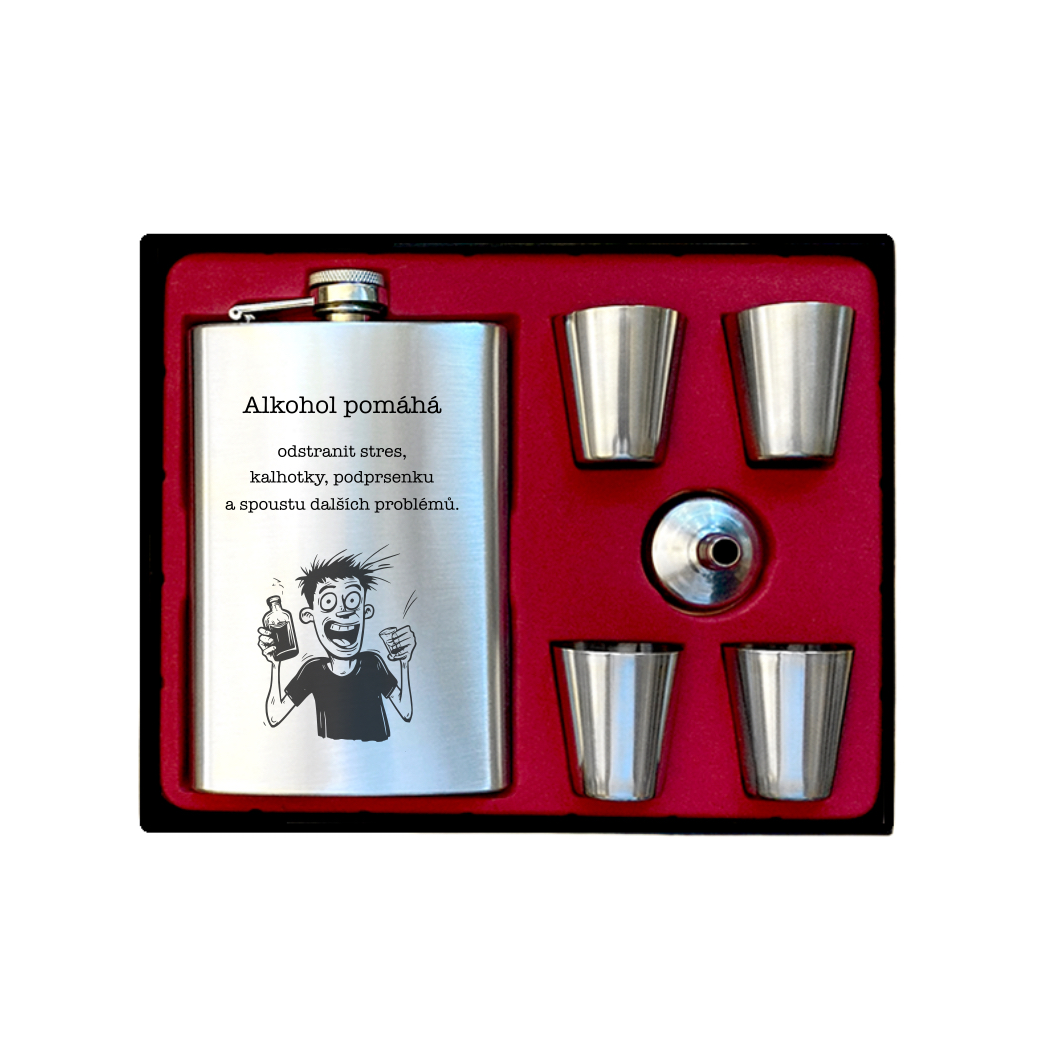 Placatka v dárkové sadě - Alkohol pomáhá...