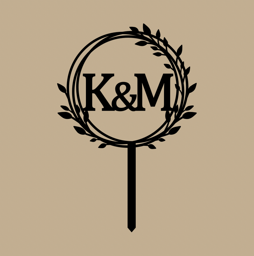 Svatební zápich do dortu s iniciály