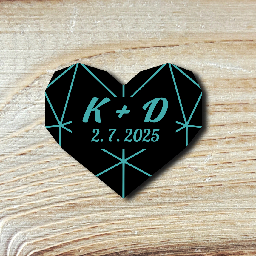 Svatební brož s iniciály (různé barvy)