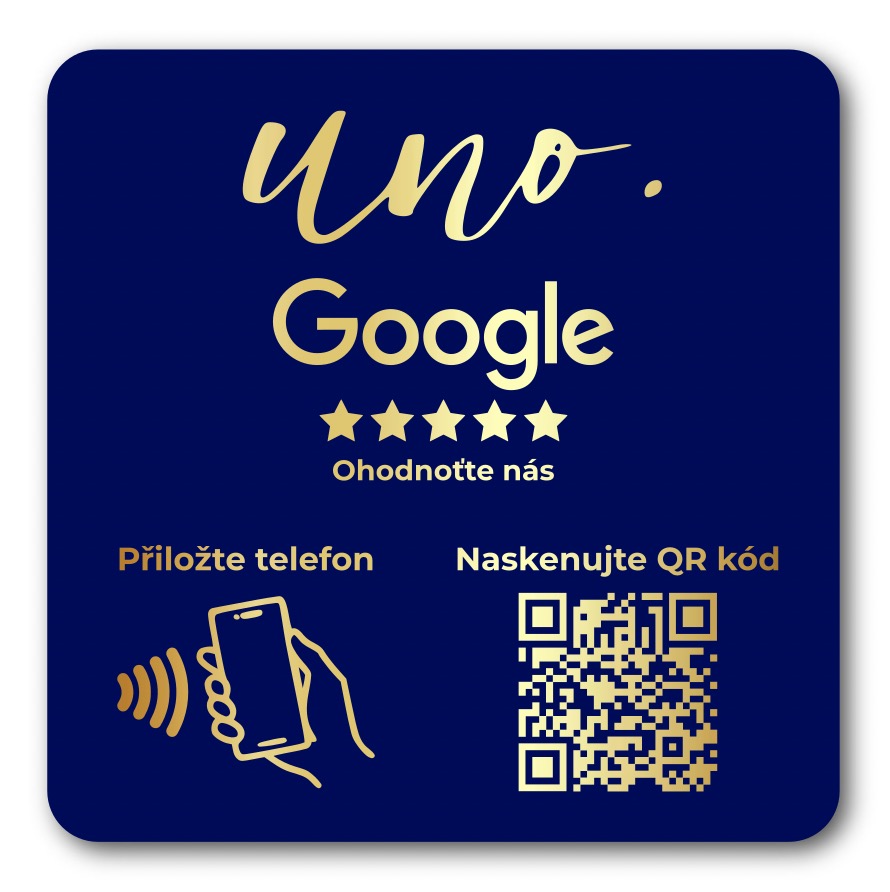 NFC + QR destička s vlastním logem pro Google recenze