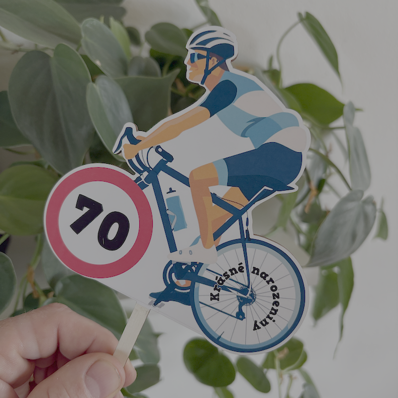 Dřevěný zápich do dortu pro cyklistu