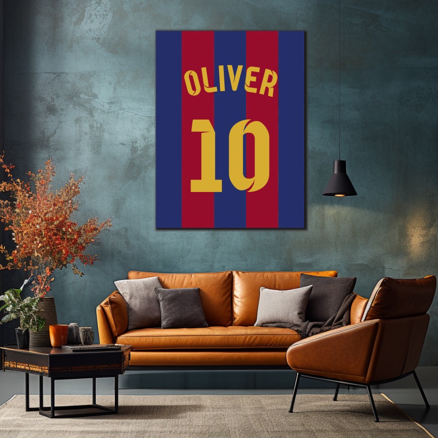 Obraz FC Barcelona se jménem a číslem na přání
