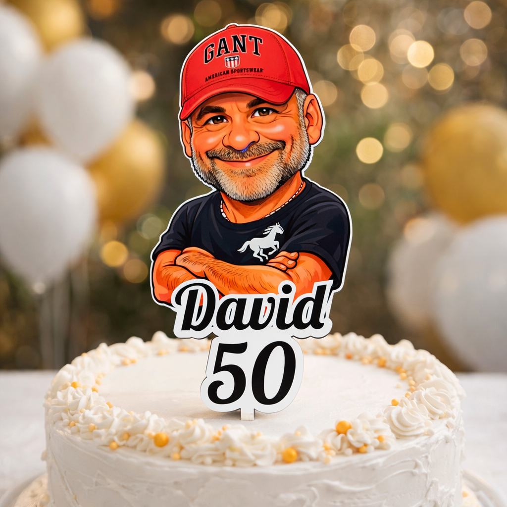 Narozeninový zápich s karikaturou podle vaší fotky