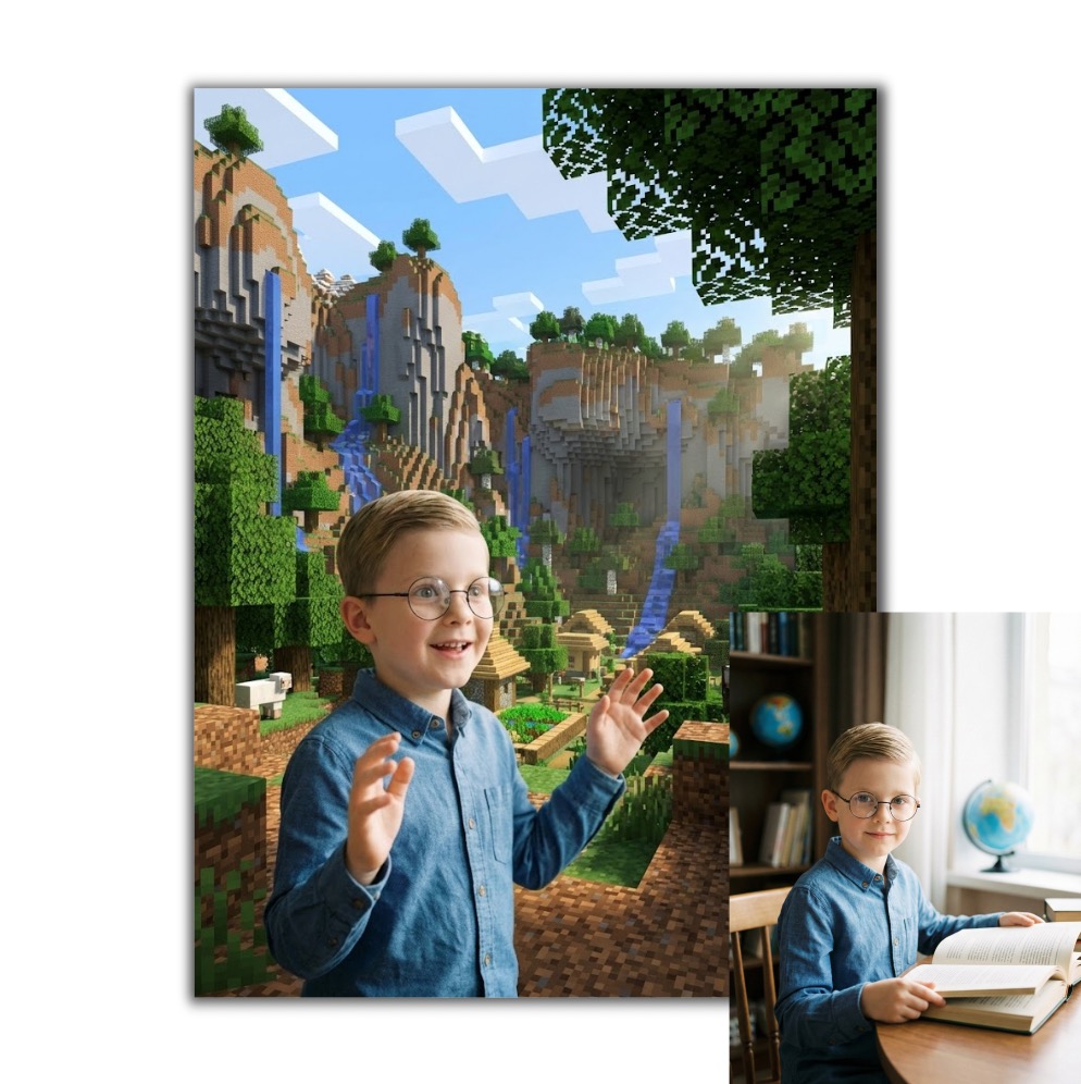 Obraz podle vaší fotky - Dítě ve světě Minecraft
