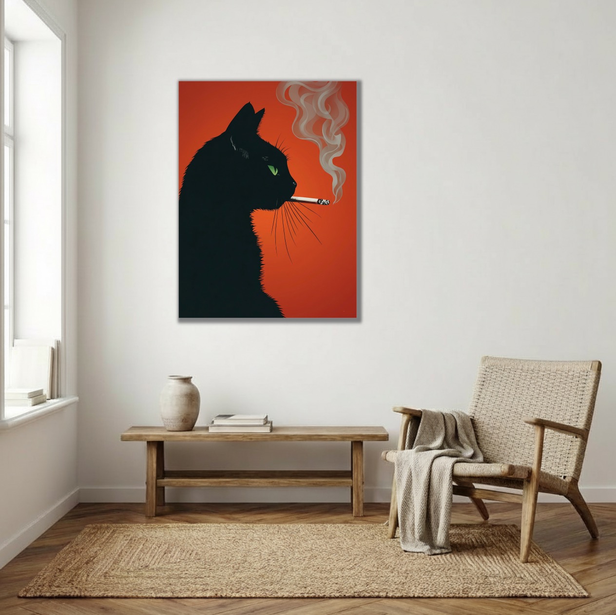 Obraz "Kočka s cigaretou" pro vlastní tisk