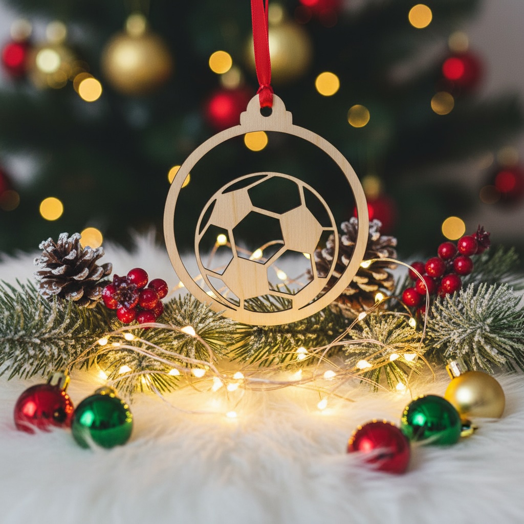 Dřevěná vánoční ozdoba - Fotbalový balon