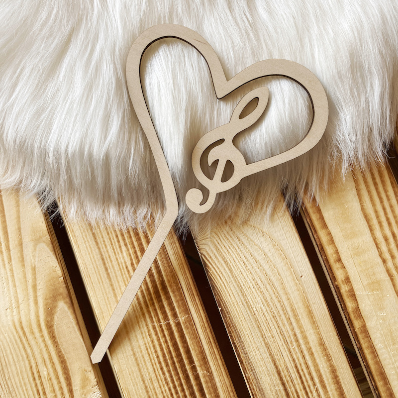 Zápich do dortu - Srdce s houslovým klíčem