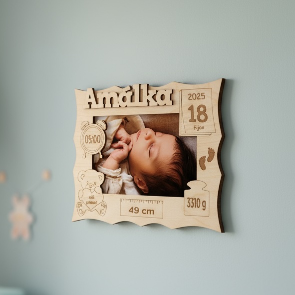 Fotorámeček se jménem a porodními údaji
