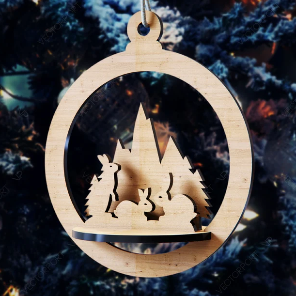 Dřevěná 3D vánoční ozdoba