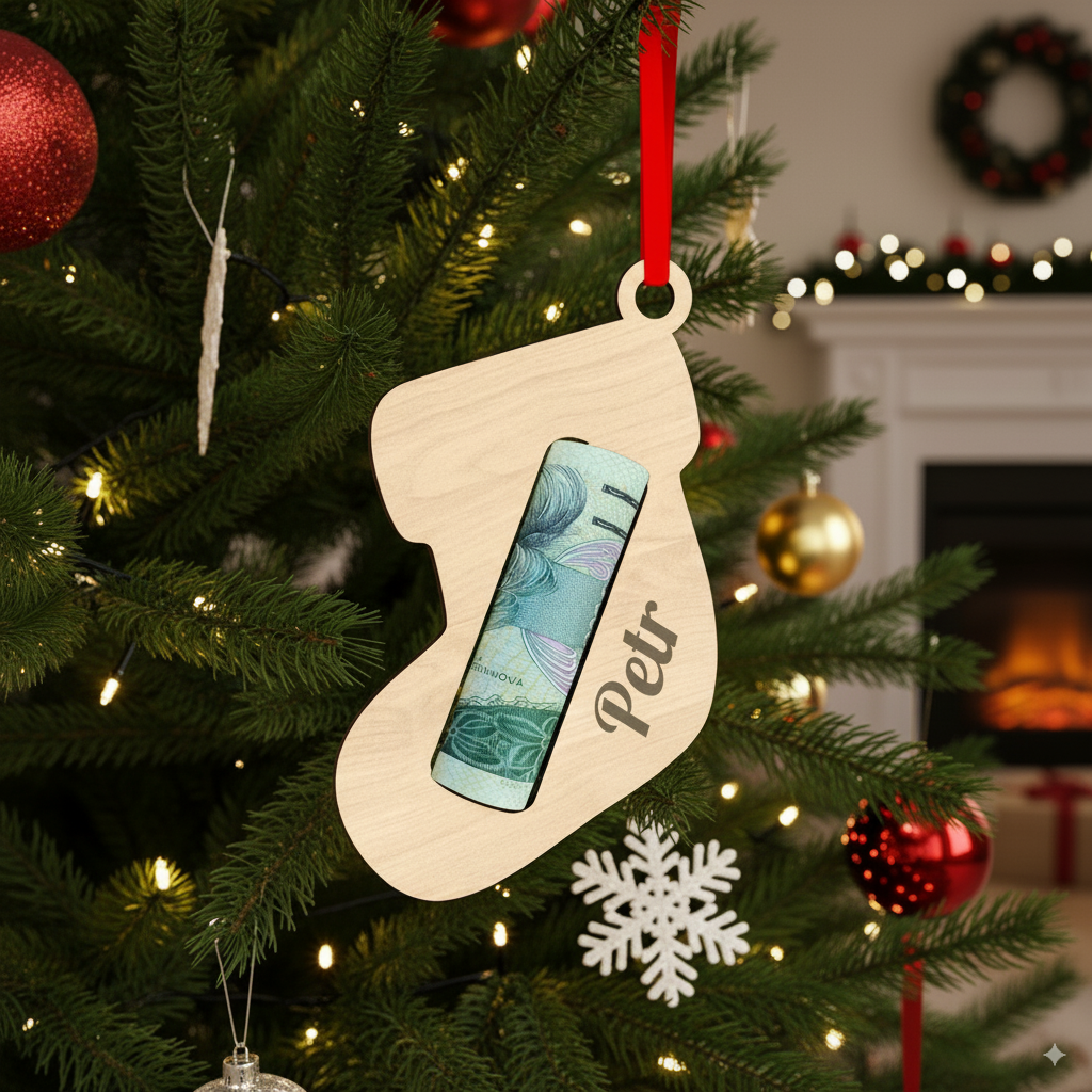 Vánoční ozdoba na peníze se jménem