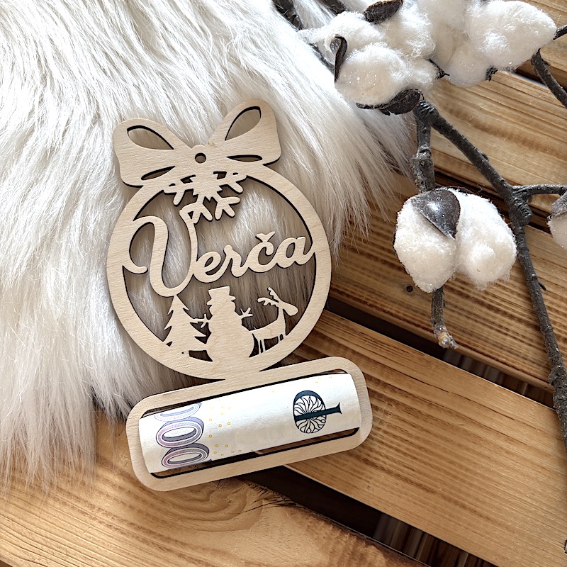 Vánoční ozdoba na peníze se jménem