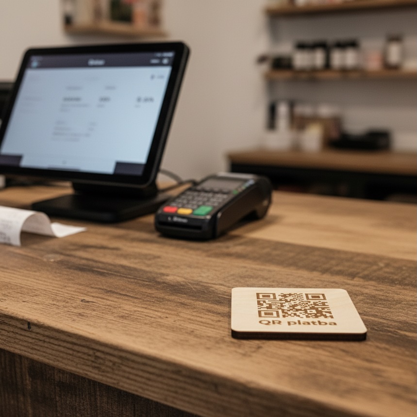 Destička s QR kódem pro přijímání plateb