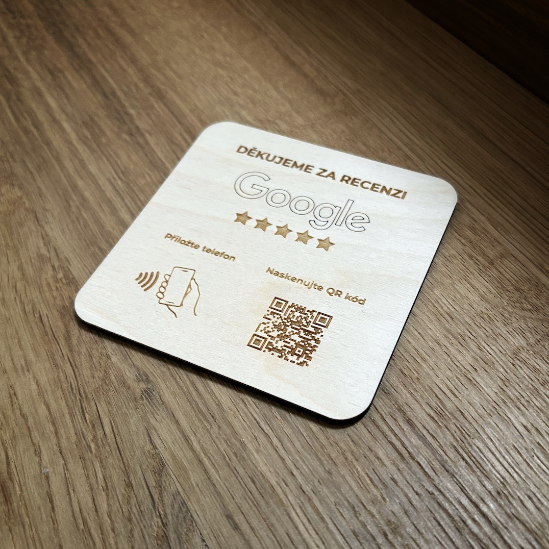 NFC + QR destička pro Google recenze