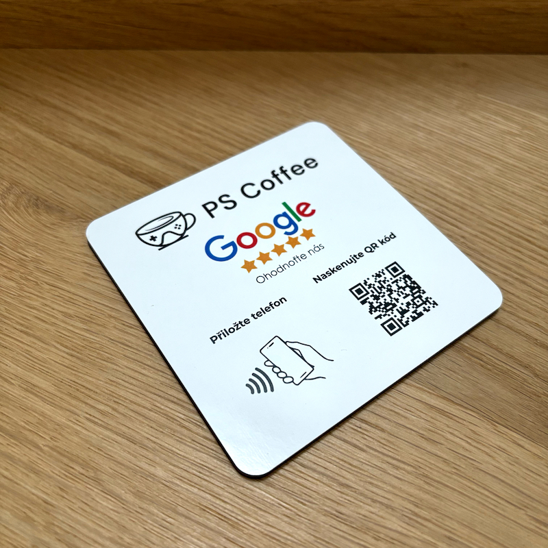 NFC + QR destička s vlastním logem pro Google recenze