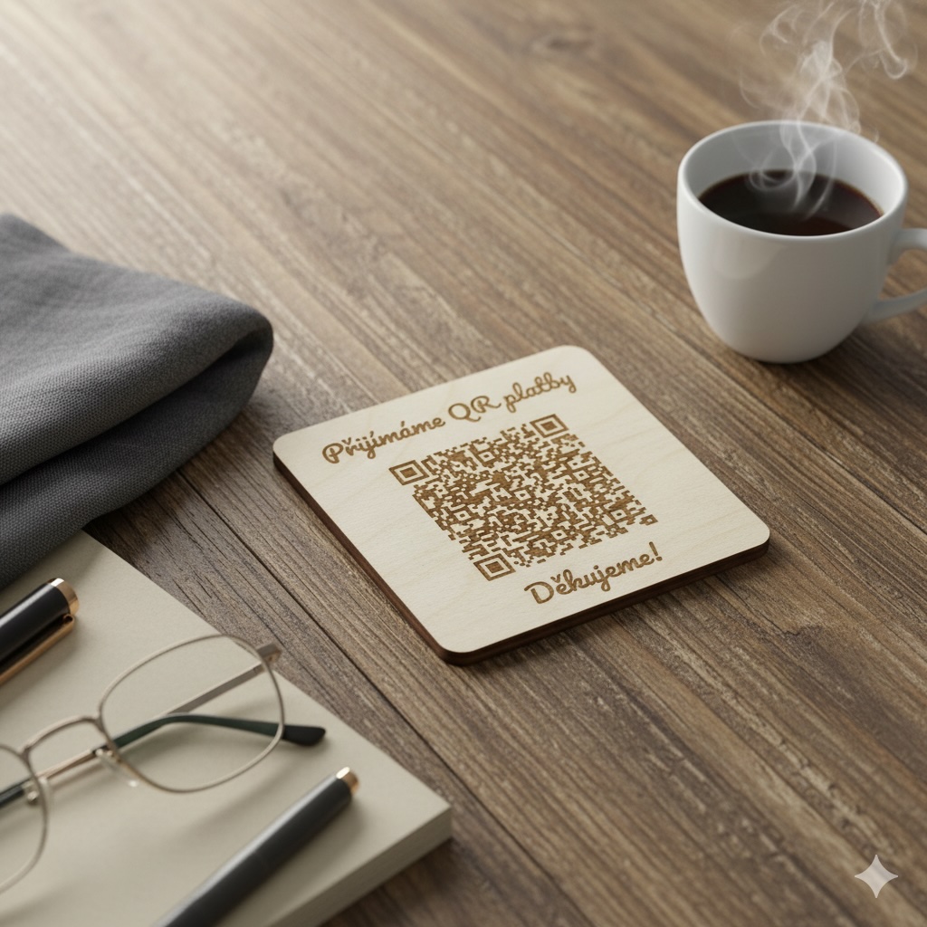 Destička s QR kódem pro přijímání plateb