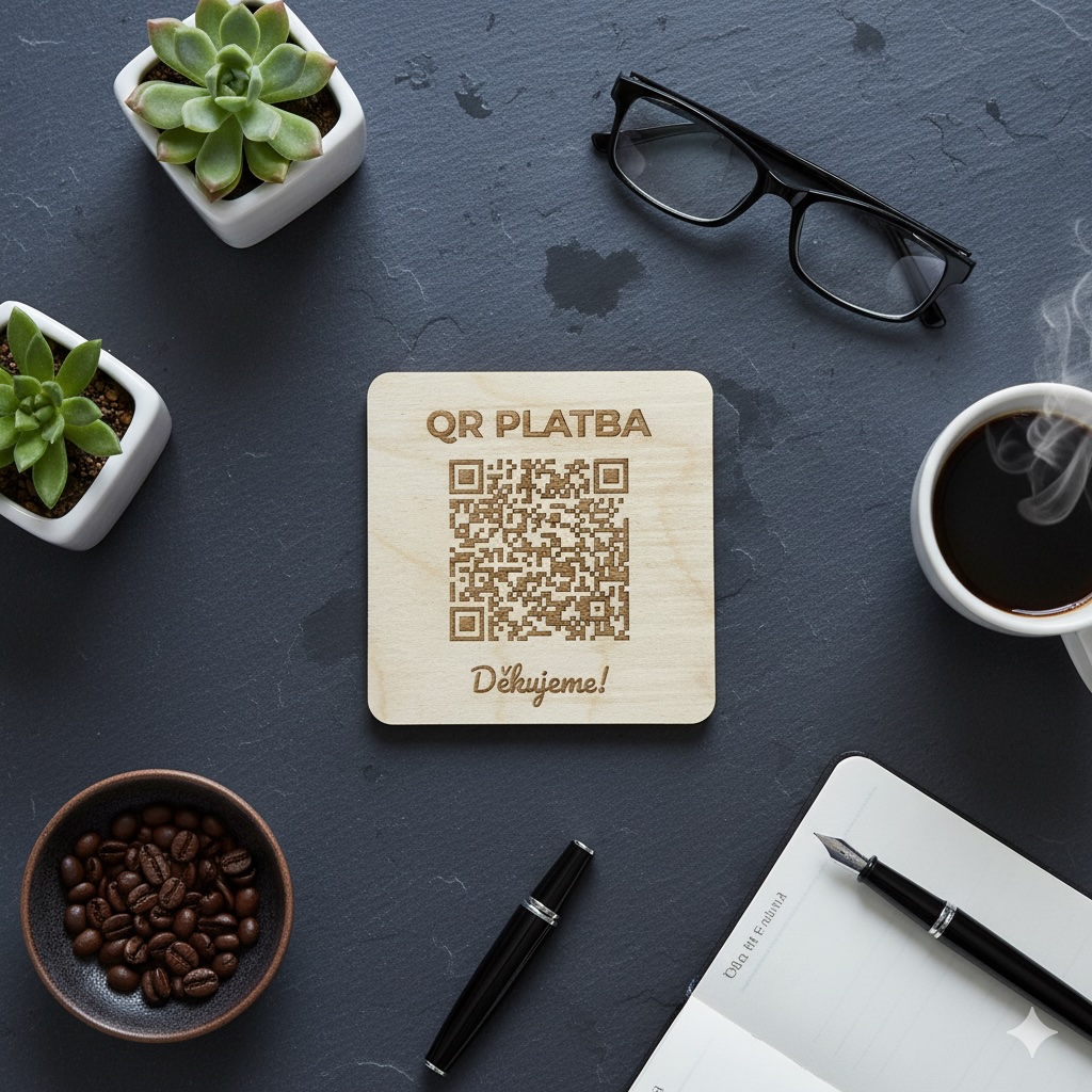 Destička s QR kódem pro přijímání plateb