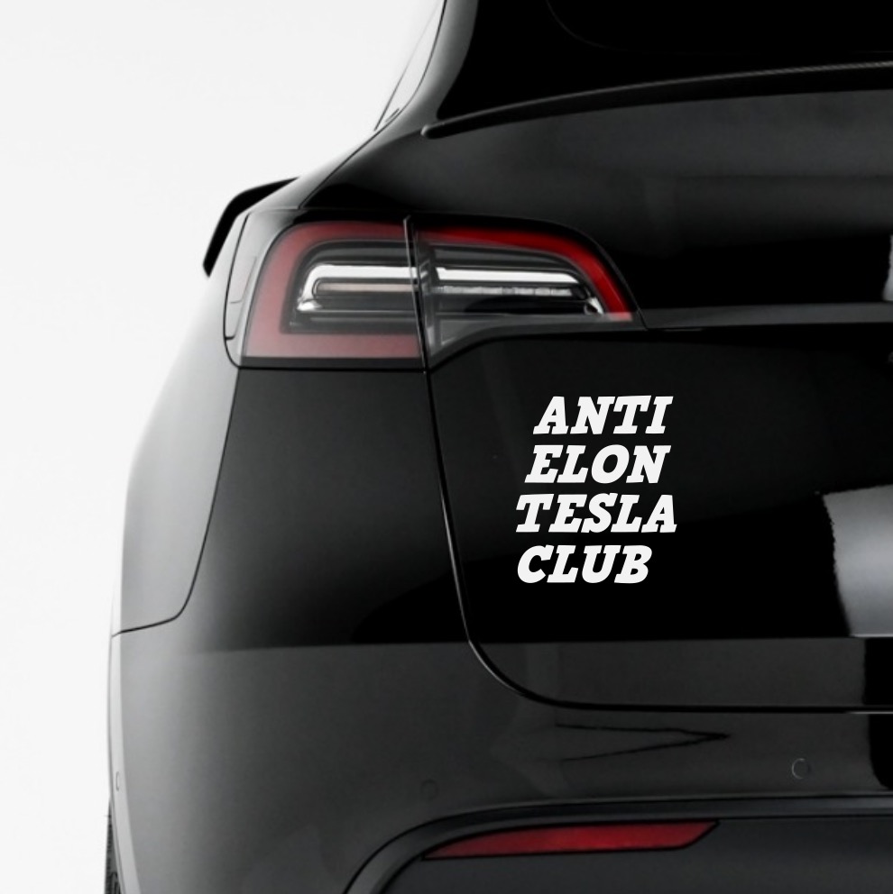 Samolepka na Teslu - Anti Elon Tesla Club