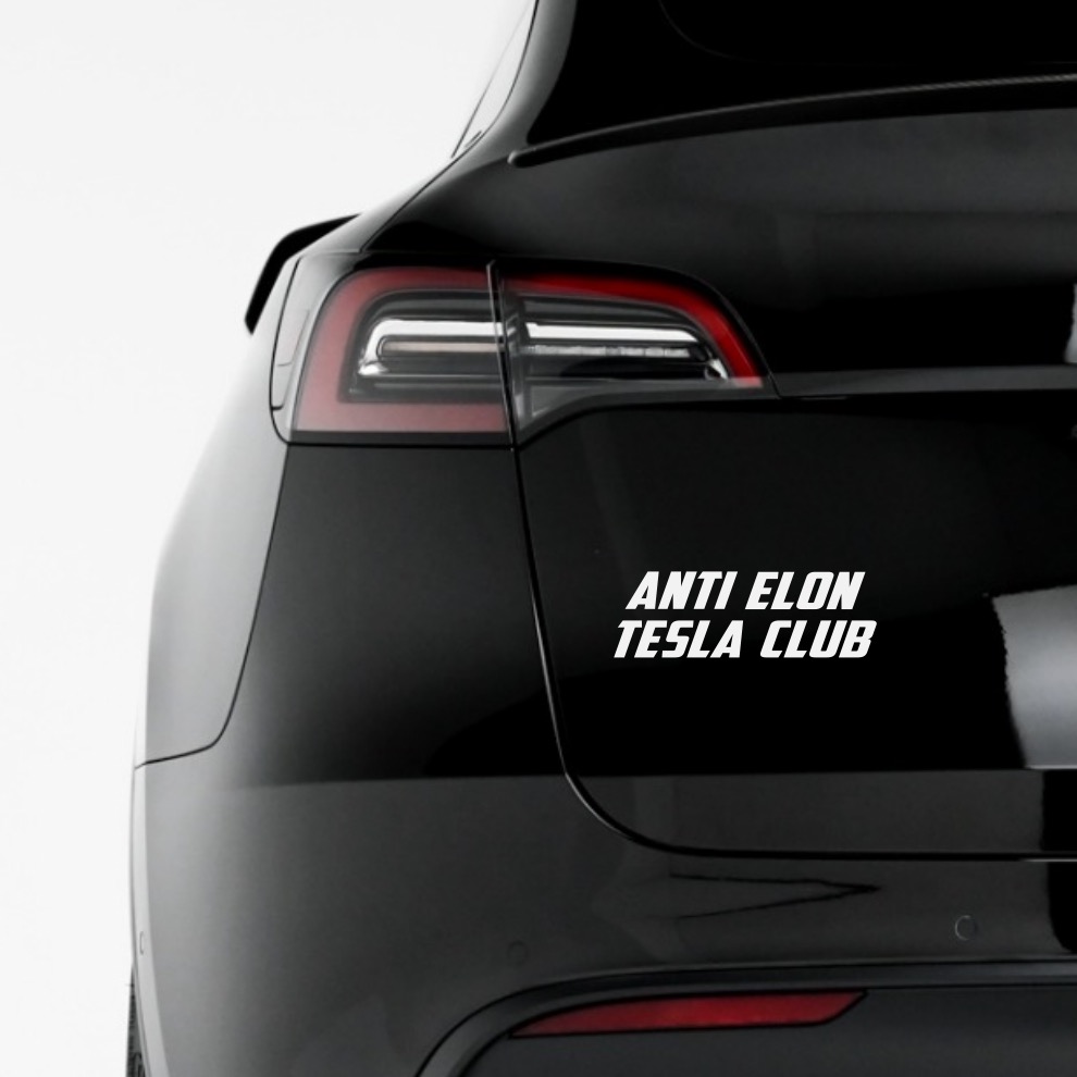 Samolepka na Teslu - Anti Elon Tesla Club