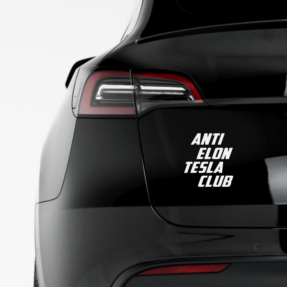 Samolepka na Teslu - Anti Elon Tesla Club