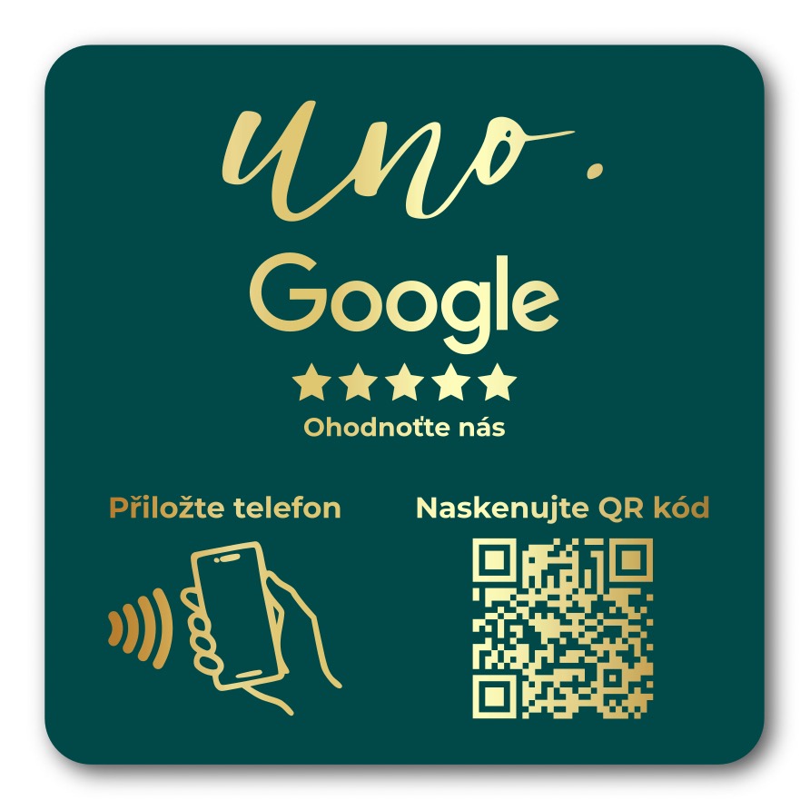NFC + QR destička s vlastním logem pro Google recenze