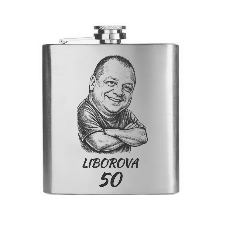 Placatka s karikaturou z vlastní fotky