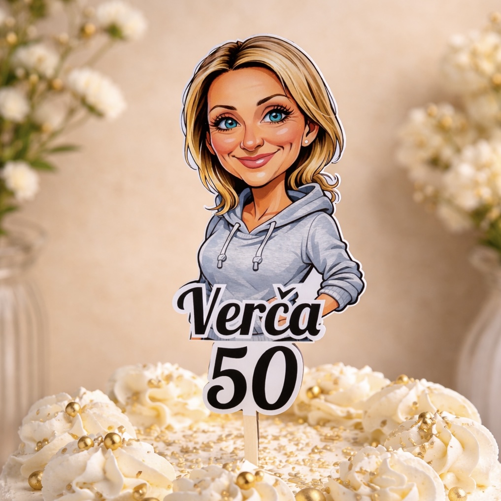 Narozeninový zápich s karikaturou podle vaší fotky