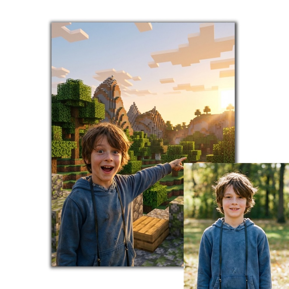 Obraz podle vaší fotky - Dítě ve světě Minecraft