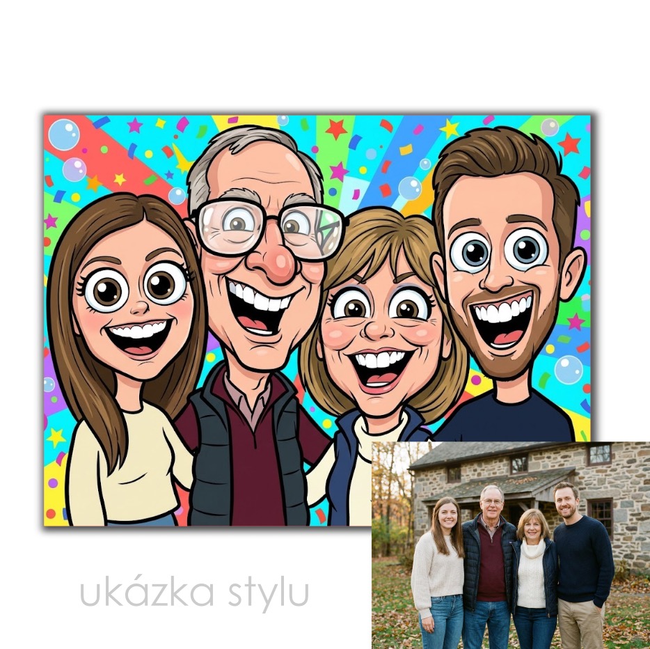 Veselá karikatura podle vaší fotky pro vlastní tisk