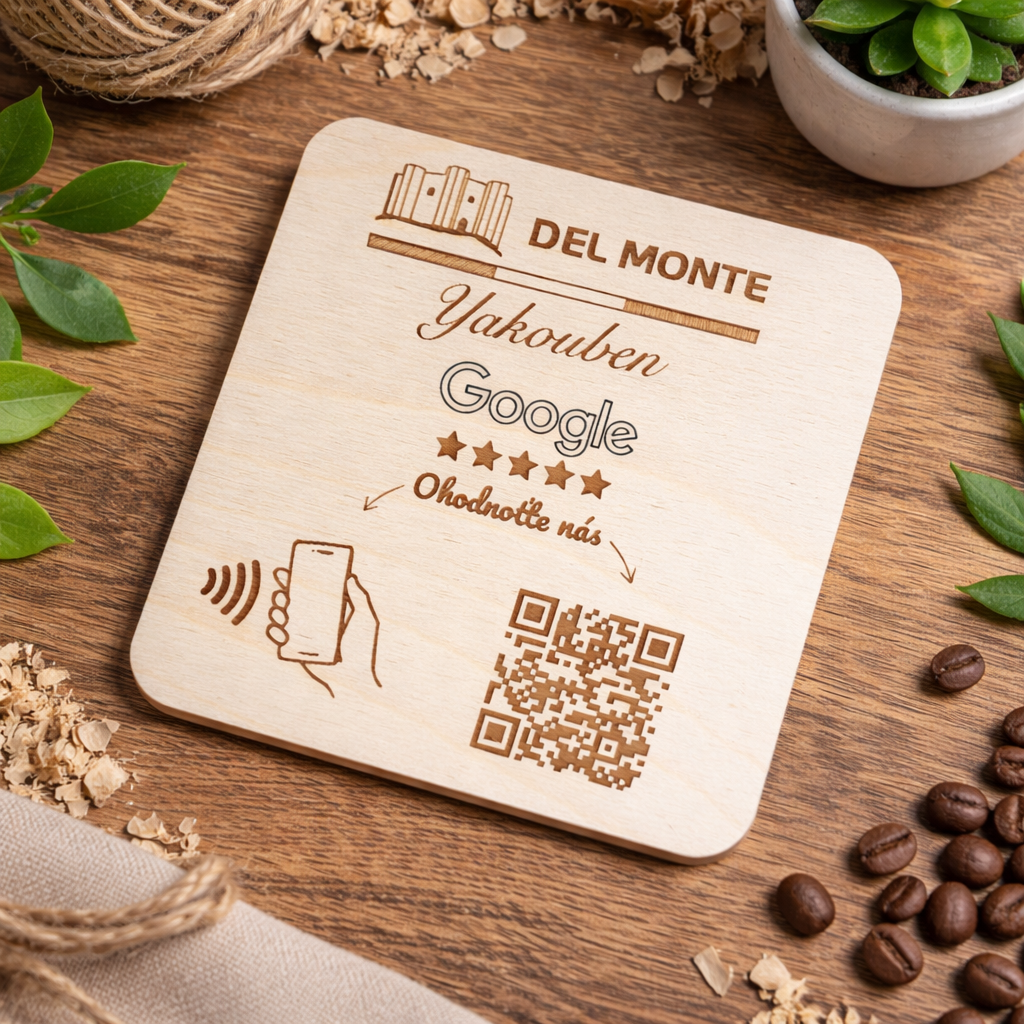 NFC + QR destička s vlastním logem pro Google recenze