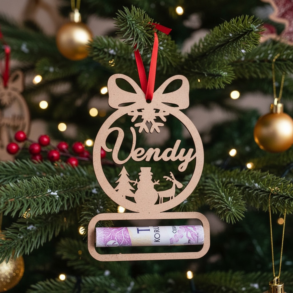 Vánoční ozdoba na peníze se jménem