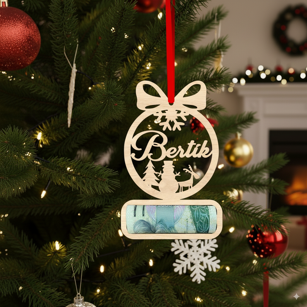 Vánoční ozdoba na peníze se jménem