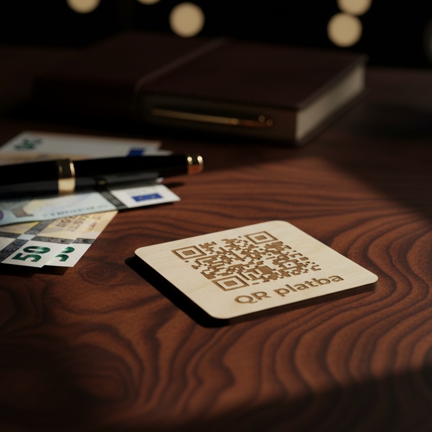 Destička s QR kódem pro přijímání plateb
