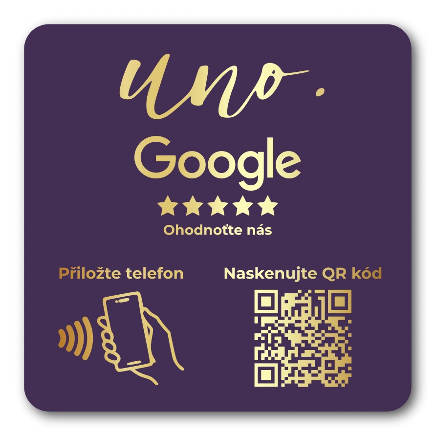 NFC + QR destička s vlastním logem pro Google recenze